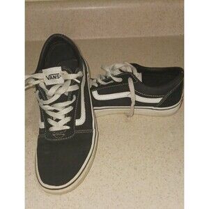 Vans Old Skool Youth Size 6.5 Black White Canvas Suede Low Top Sneakers 751505